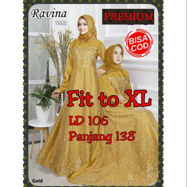 Gamis Pesta Ravina Dres Muslimah Dress Baju Kondangan Polos Mewah