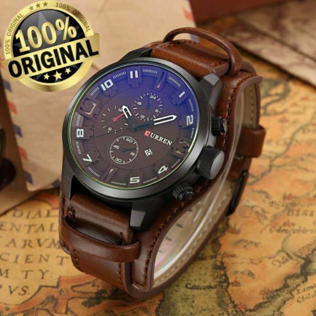 CURREN 8225 Jam Tangan Curren ORIGINAL Pria Chrono Tidak Aktif Tali Kulit