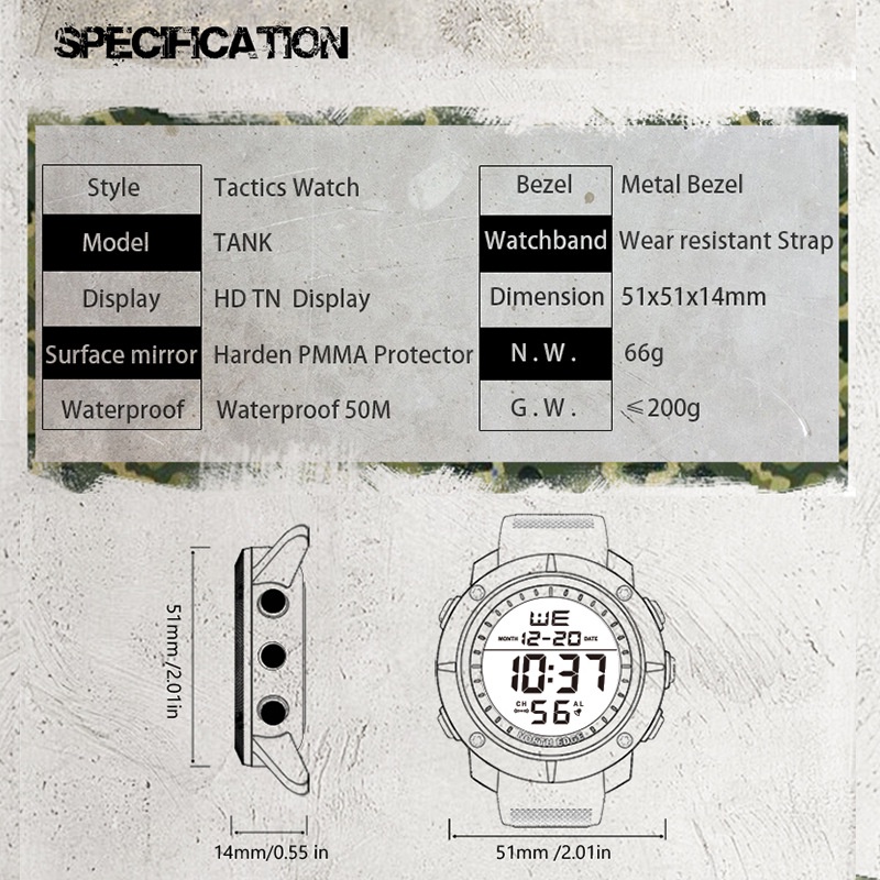 NORTH EDGE TANK jam tangan pria militer multi fungsi jam pria jam tangan north edge