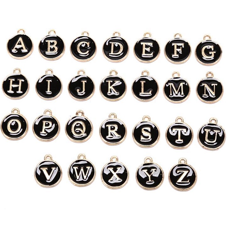 1Pcs Letter Alphabet Charms Initial Letter Black