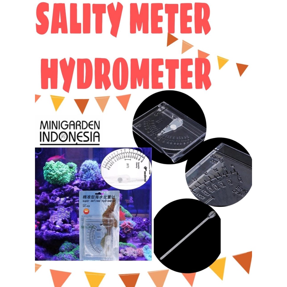 SALINITY METER ALAT UKUR KADAR GARAM AIR HYDROMETER AQUARIUM