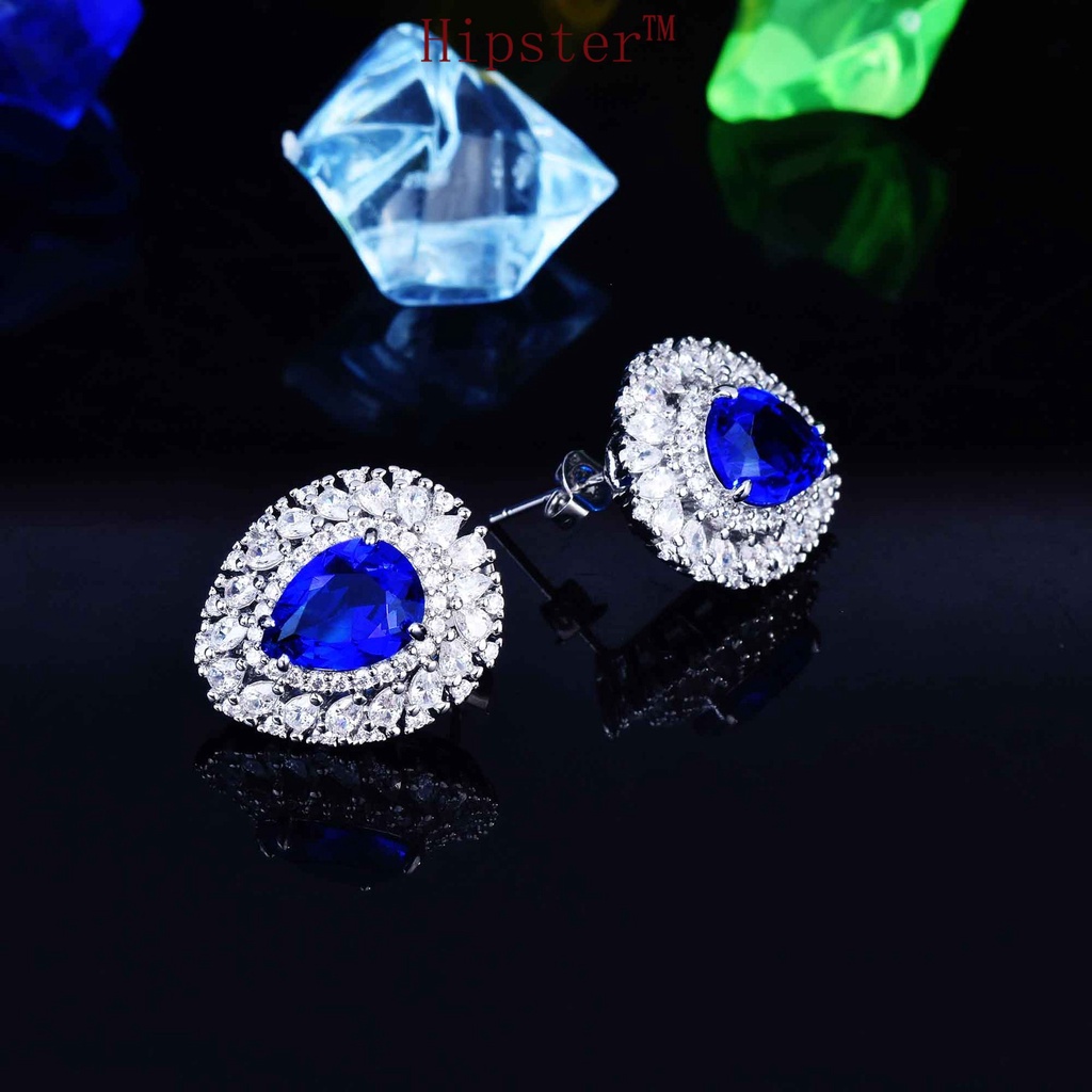 Exquisite Set Natural Sapphire Pendant Open Ring Earrings