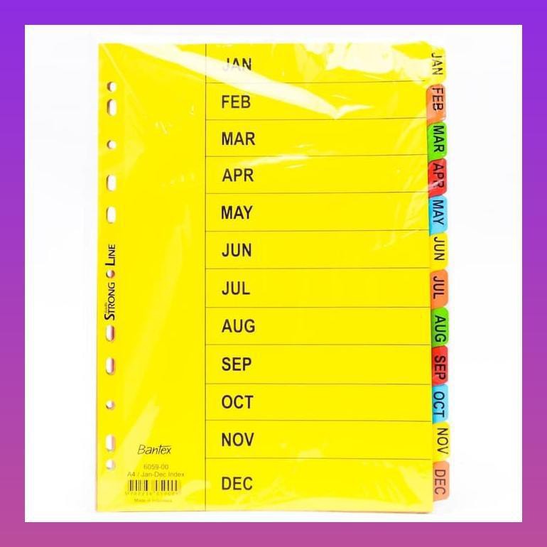 

Bantex Cardboard Divider A4 12 Pages Jan-Dec 6059 | Pembatas Binder