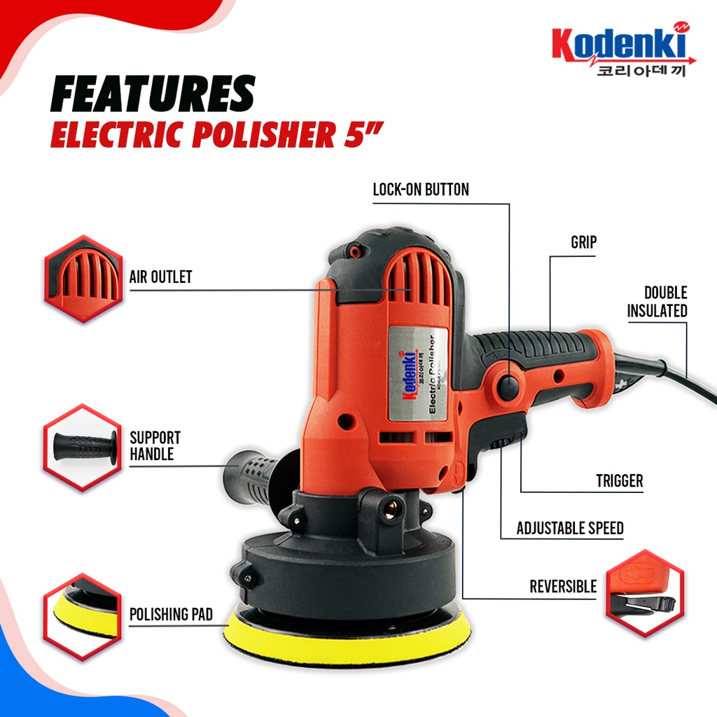 KODENKI EPS101 Mesin Poles Mobil 5 Inch Polisher Alat Poles Motor