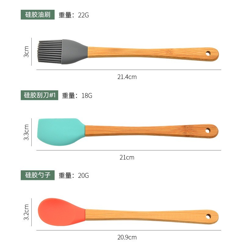 alat dapur 5 Pcs Mini Utensil Set Spatula Mini SILIKON kayu Baking Kuas Sutil Sendok Mini-1