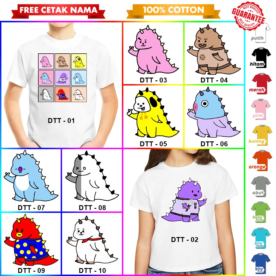 [FREE NAMA!!] Baju Kaos COUPLE  ANAK DAN DEWASA DINO TIKTOK BANYAK MOTIF