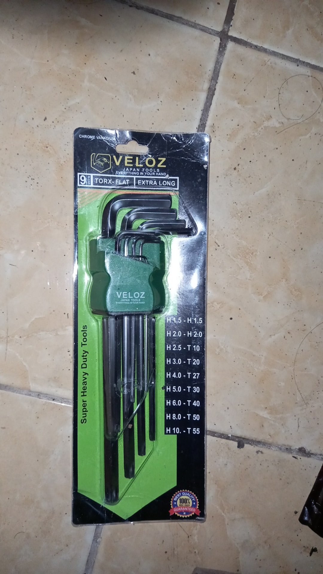 Veloz 9 Pcs Kunci L Panjang Kombinasi Hex - Star Vanadium Chrome