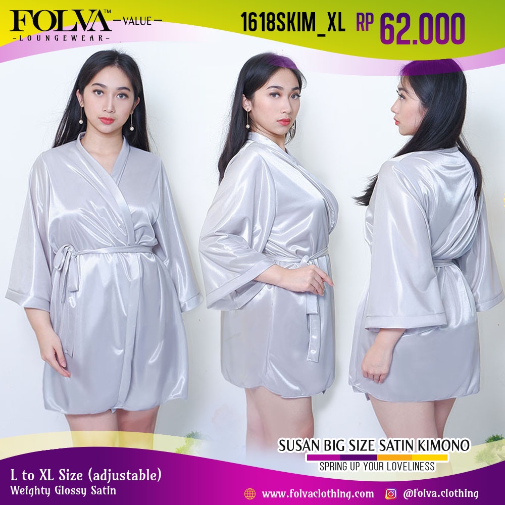 FOLVA Kimono wanita bridesmaid sleeping robe satin big size jumbo XL