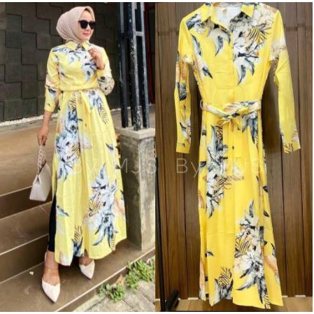 Dress Maxi Wanita - Sunflower Maxi Import -Hijab Friendly