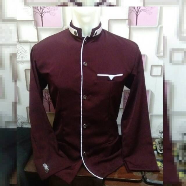 Jasko Elegan New Polos Marun List Putih