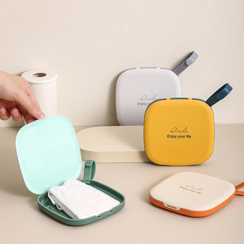 ღ Topeng Portabel Kotak Penyimpanan Tahan Air Masker Penyimpanan Tas Kemasan Dustproof Masker Kasus Tidak Ada Polusi Sekali Pakai Desktop Organizer Wadah