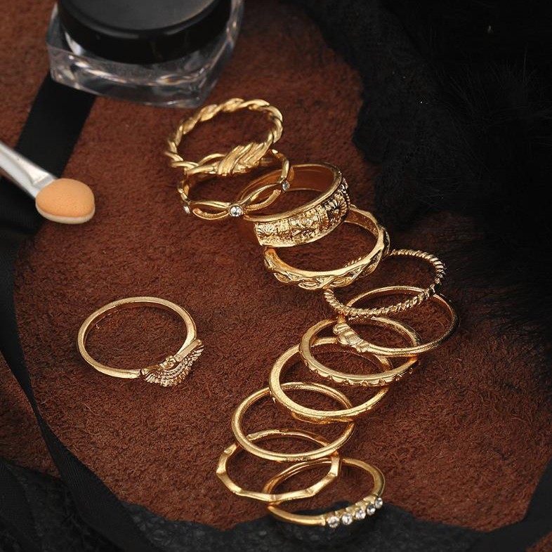 12pcs / Set Cincin Gaya Vintage Untuk Wanita-1
