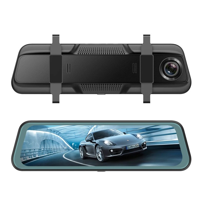 Car DVR Stream Rearview Mirror Dash 9.66 Inchi IPS Touch Screen Full HD 1080P