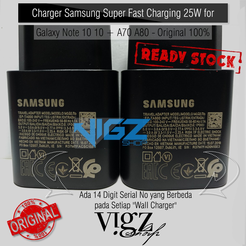 Charger Samsung Galaxy Note20 Ultra A33 A34 A53 A54 A73 M23 M33 Note 10 10 Plus A70 A80 Super Fast Charging 25W Original 100%