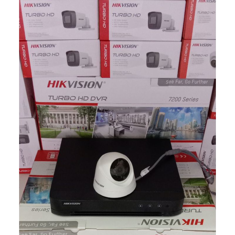 PAKET CCTV HIKVISION 5MP MURNI 4 CHANNEL + 1 KAMERA ( PILIH OUTDOOR ATAU INDOOR)