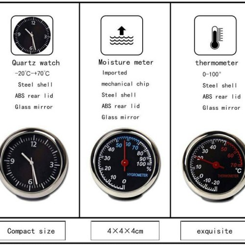 Dashboard Jam Analog Thermometer Hygrometer QUARTZ Mobil