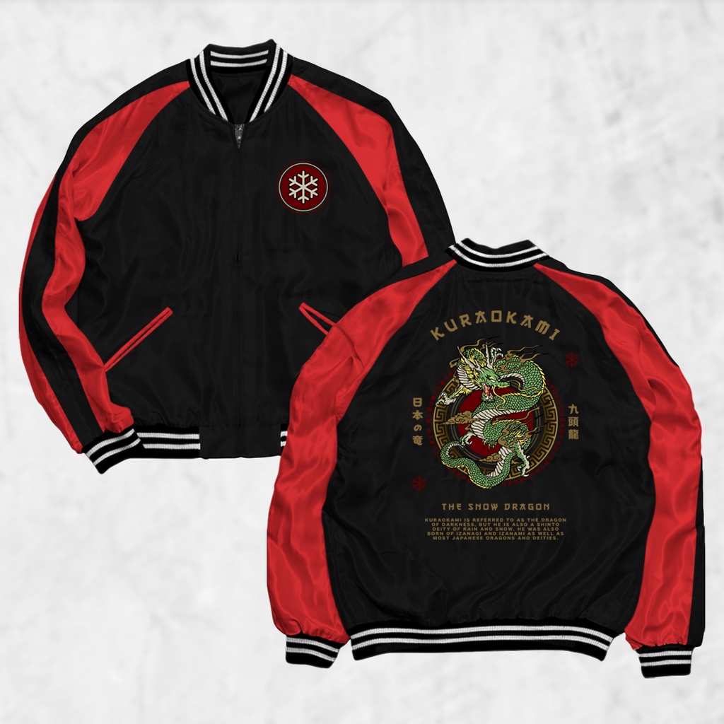 Fortglass Jaket Sukajan Motif Hitam Merah Sablon Jaket Pria Wanita Distro Unisex Japan Premium Original