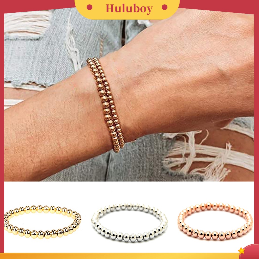 Hu Hu Hu Hu Hu Alat Bantu Pasang Kacamata♡ Gelang Rantai Manik-Manik Bola Bahan Tembaga Ukuran 4mm Untuk Dewasa