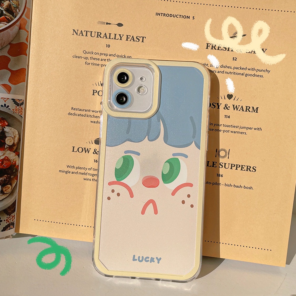 IPHONE Iphone7 8 PLUS X XR XS 11 12 13 14 MINI PRO MAX SE 2020 Wajah Kartun Belakang Kamera Lensa Pelindung Case