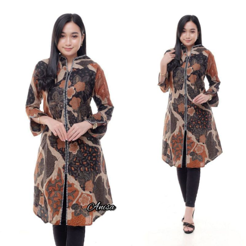 tey-17 Batik Wanita ASJ SA HRB026 Kenogo Kemeja Tosca Pendek /Baju Batik /Tunik /Atasan Batik Wanita-Model 8