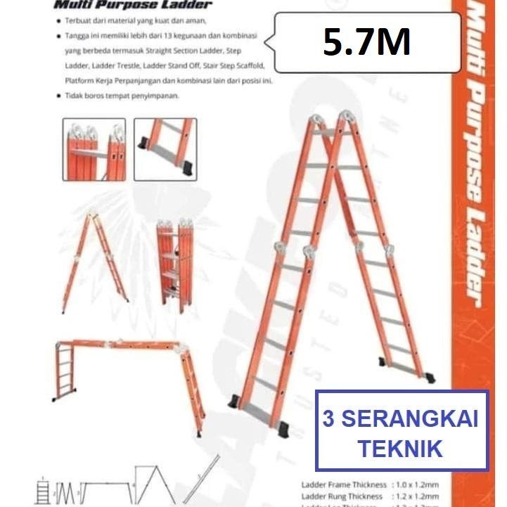 BLACKFOOT 5.7 Meter Tangga Multi Fungsi - 5 Step Multipurpose Ladder