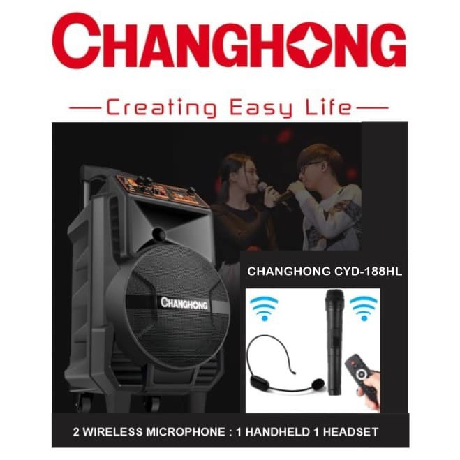 CHANGHONG CYD-188HL - PORTABLE WIRELESS SOUND SYSTEM PA MIC SPEAKER