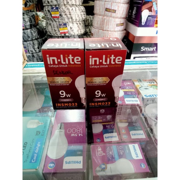 lampu sensor inlite 9 watt.