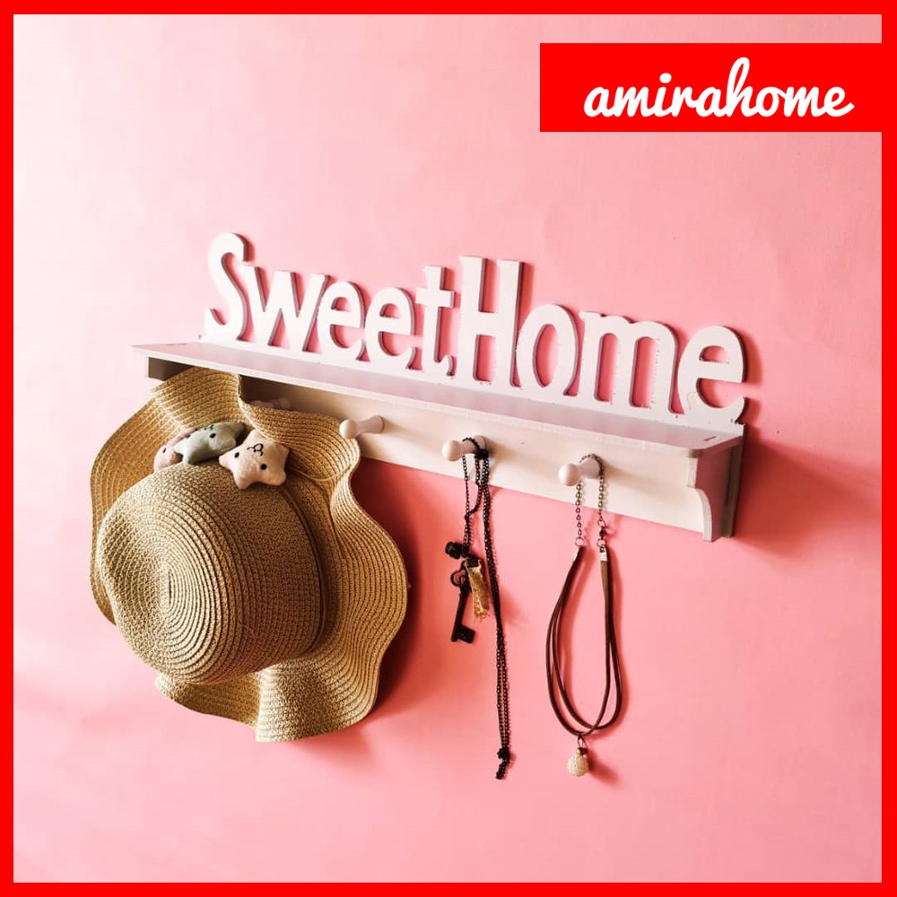 Rak dinding vintage SWEETHOME ( 4buah hook gantungan )