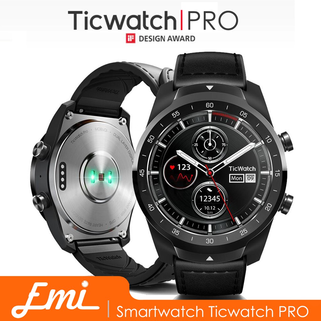 Ticwatch Pro Smartwatch Wear OS 1.4&quot; AMOLED + LED Display - Hitam