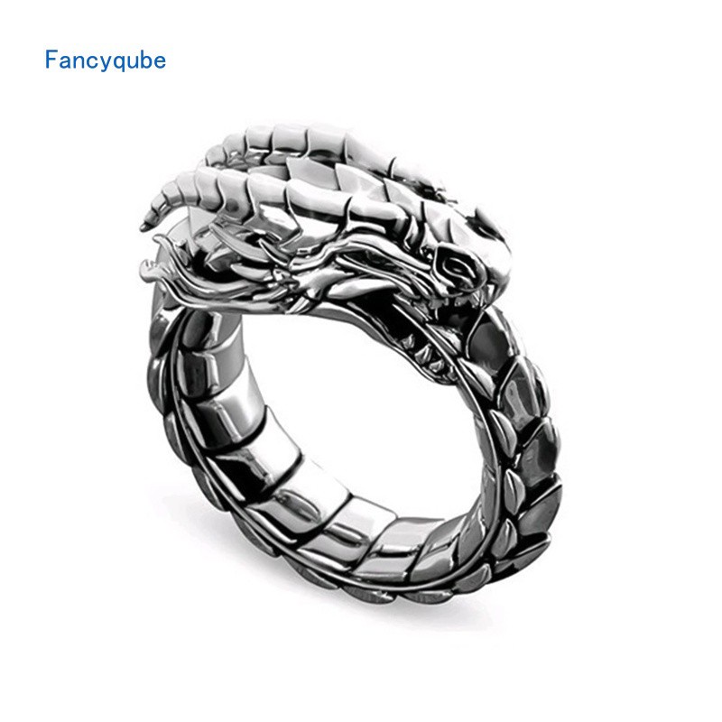 Vintage Men‘s Fashion Punk Wind Ring Nordic Mythical Giant Dragon Nicolus Style Amulet Jewelry Boyfriend Gift Men’s Dragon Ring