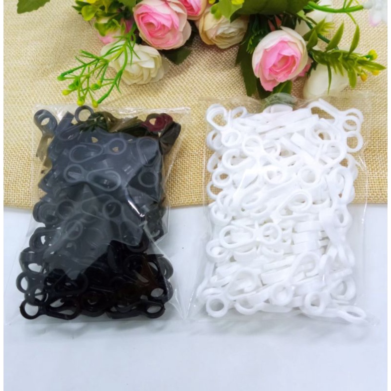 100 pcs Pengait Plastik Kew Kew Lobster Kait Plastik Hitam Putih Kait Plastik Warna Warni Kew Kew Ho