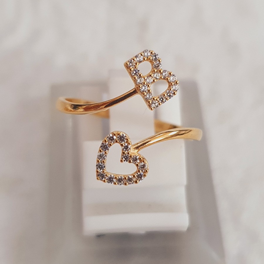 cincin model love huruf B mata ad variasi emas 70 % 70% 700 16k