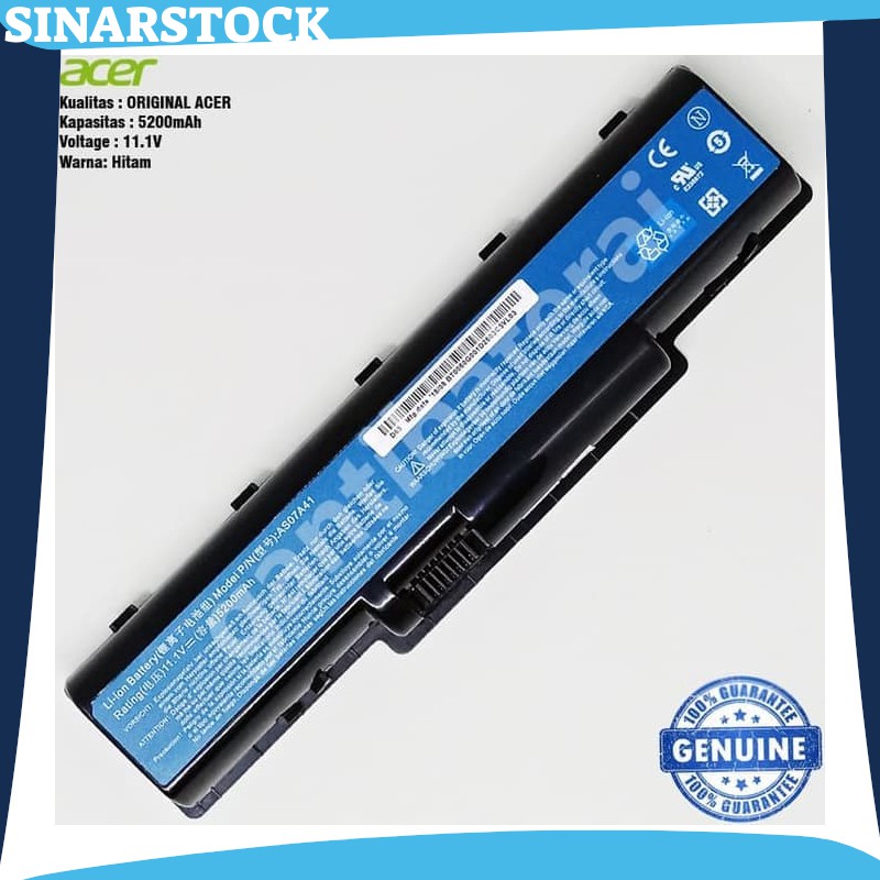 Baterai Acer Aspire AS07A31 AS07A32 AS07A41 AS07A42 AS07A51 4736 ORI