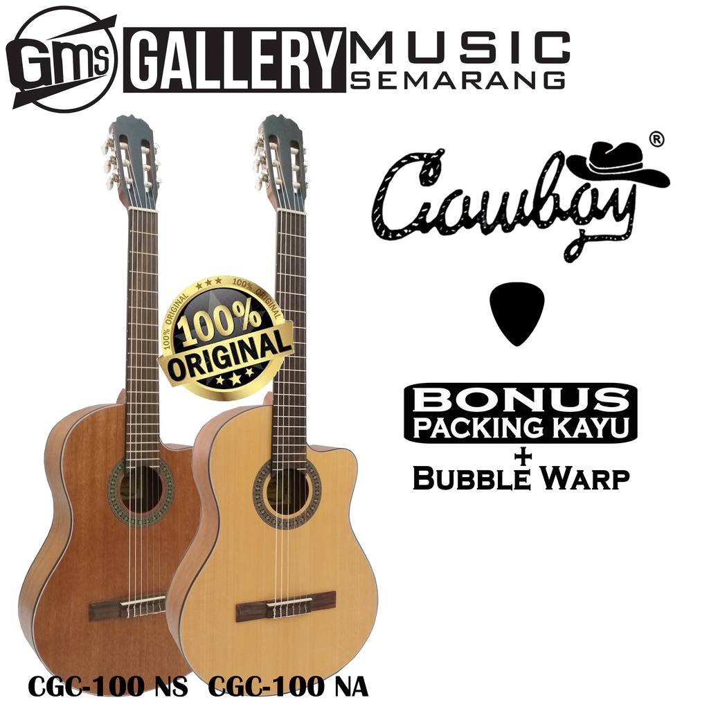 ORIGINAL!!! Gitar Klasik Elektrik Import Merk Cowboy CGC-100 NA CGC 100NS Equalizer Tuner LC Prener-PAKET AKUSTIK MURAH