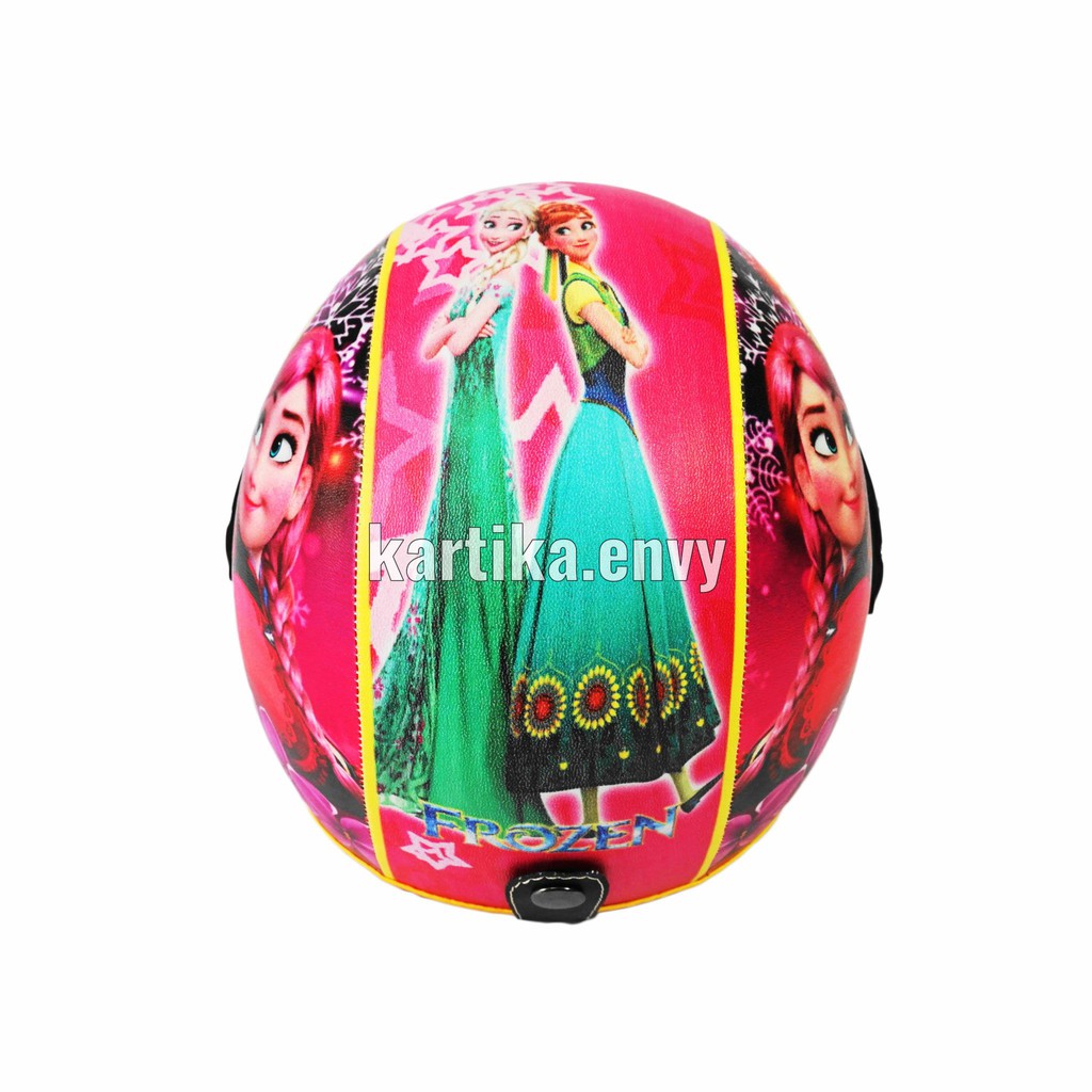 Helm Anak Standart Kaca Half Face Scoopy Original Karakter Frozen