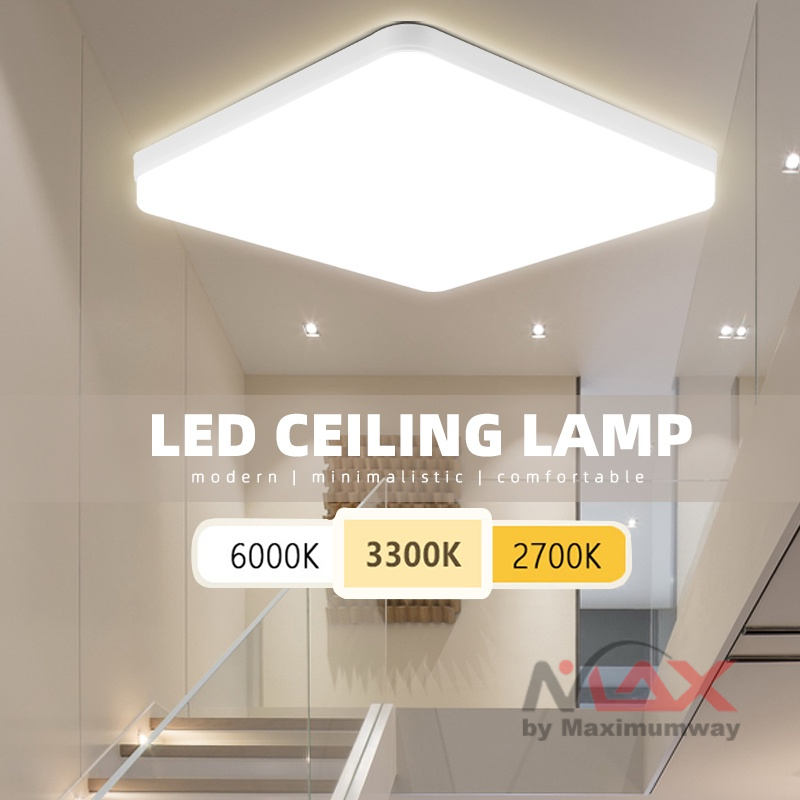 Lampu Plafon Minimalis Modern 40x40cm 48W 220V Aman untuk Mata anti Blink untuk rumah dan kantor sinar Warm White, Cool White, Natural Square Ceiling Lights Lustre Modern Ceiling Lamp Neutral/cold/warm White Remote Control Led Ceiling Light For Bedroom