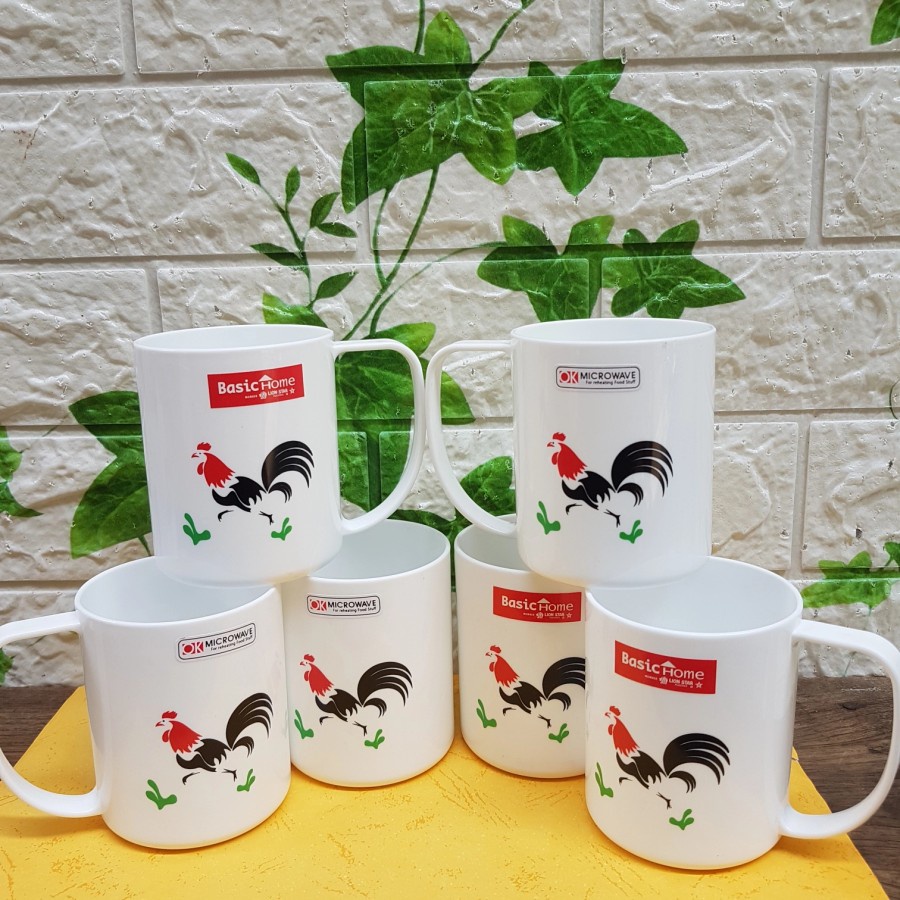 Gelas Cangkir Mug Plastik Motif Ayam Jago Lion Star BasciHome Piko Mug