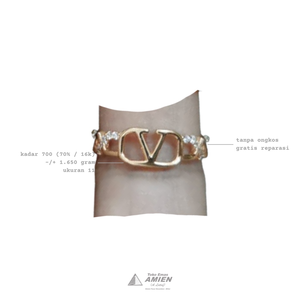 Toko Emas Amien Cincin Emas Asli Kadar 700 (70% / 16K) 1.650 Gram - Fashion L V Permata