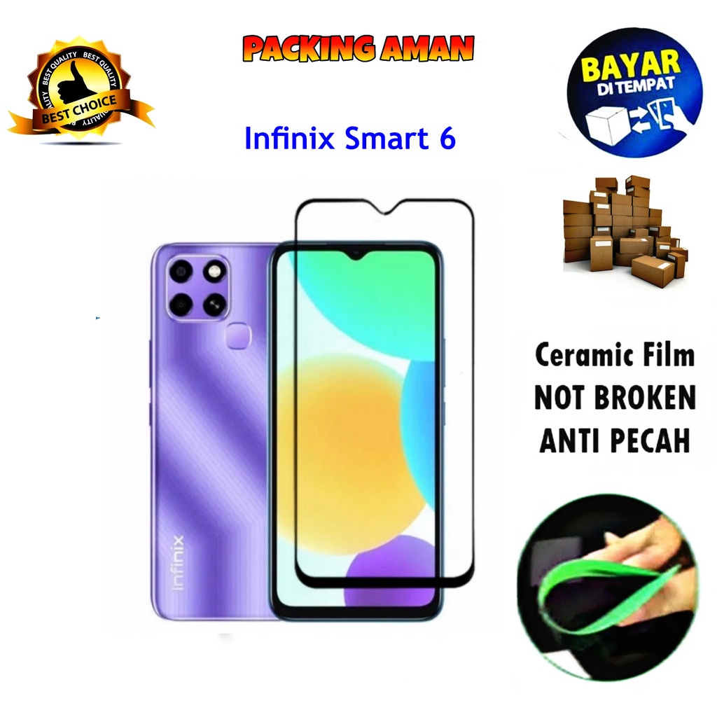 Tempered Glass Infinix Smart 6 FULL COVER FULL SCREEN Ceramic Film Anti Gores