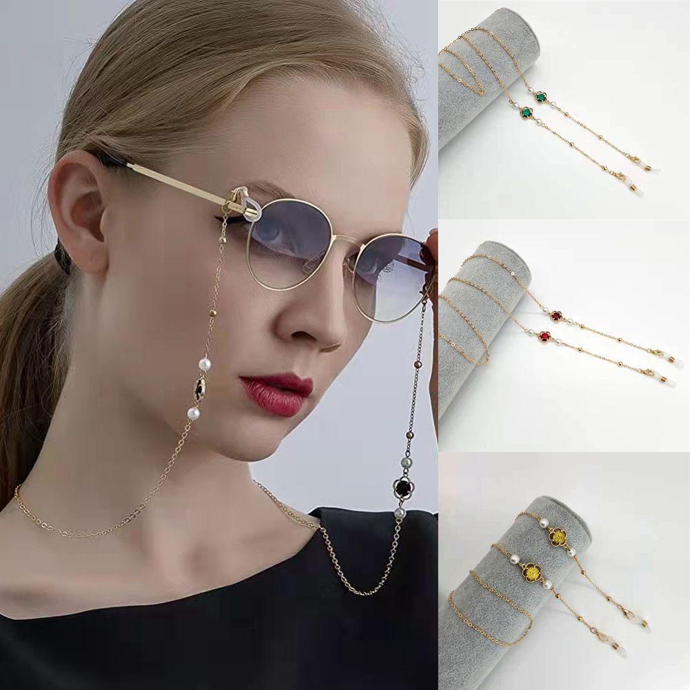 Nanas Rantai Kacamata Wanita Pria Anti Slip Adjustable Kristal Sunglasses Lanyards