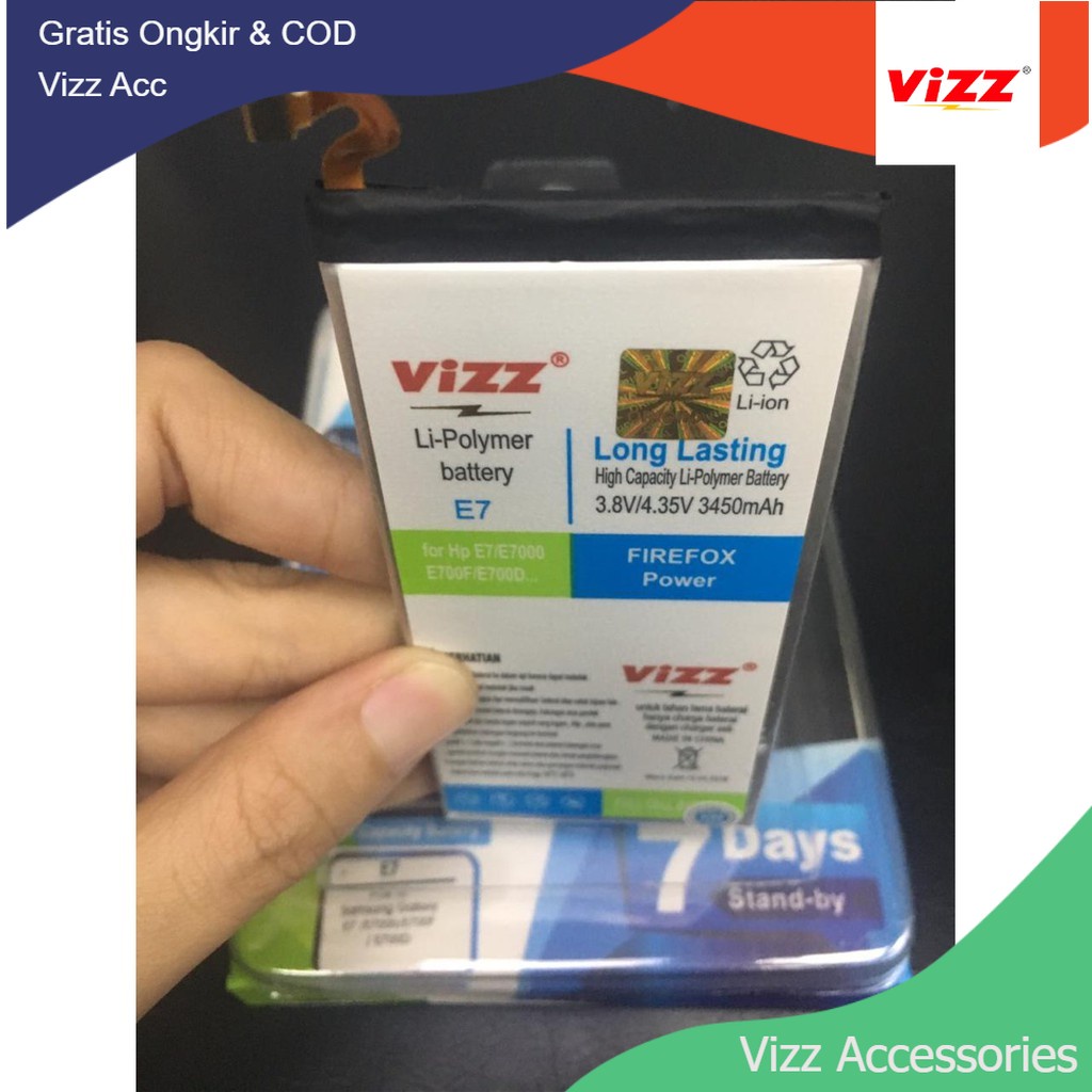 Baterai Batre Vizz Samsung E7 2015 / E700 / E700F / E700D Original Vizz Bateray