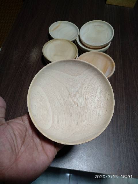 Cobek kayu / Wadah sambal / Tempat Sambal / Saus / Kecap / Bumbu dari Kayu Mahoni Diameter 10 cm