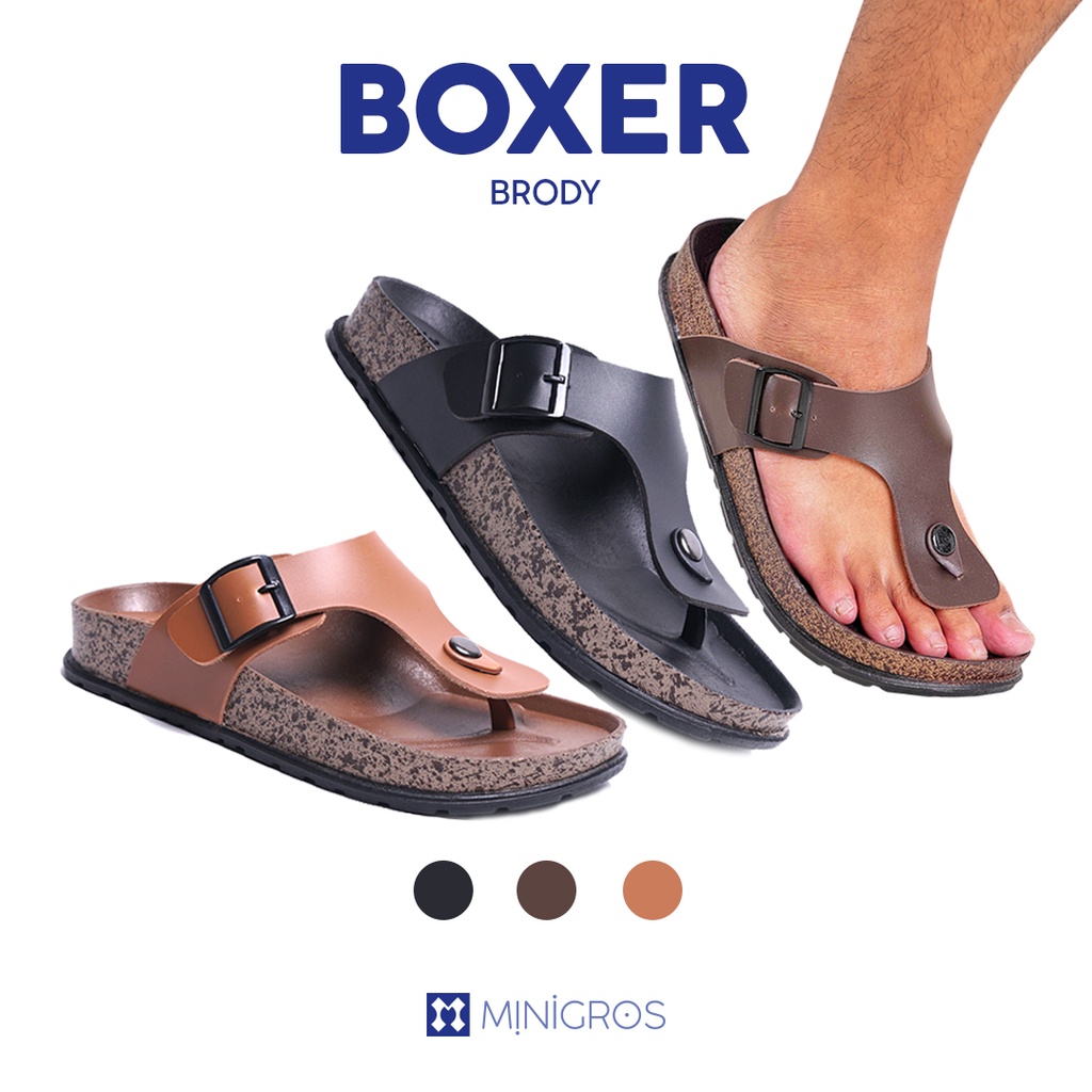 Brody BOXER Sandal pria casual sendal jepit gesper sandal kulit sol puyuh kekinian model birken