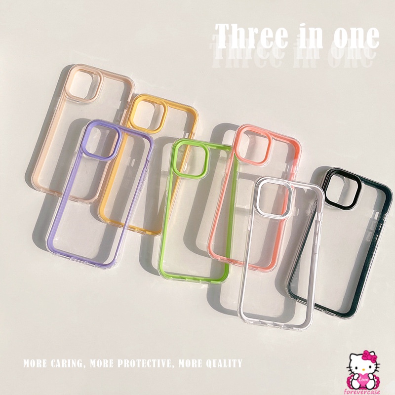 3 In 1 Soft Case Tpu Transparan Cover Realme C21Y C25Y C11 2021 C25 C25 C12 5i 6i 5 5s C25s C20A C15 C21 C11 C3