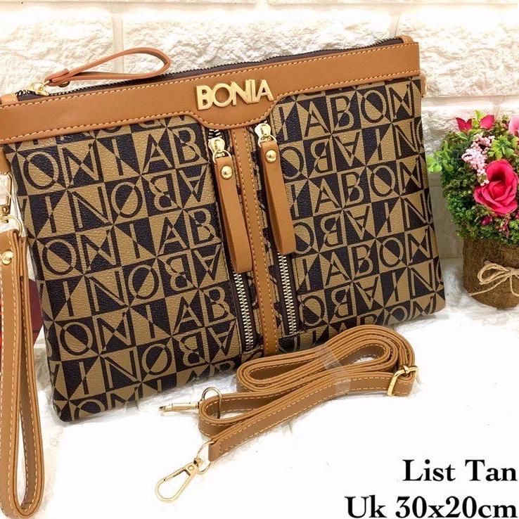♠ Clutch BONIA DOUBLE ZIPPER ( Kualitas Super ) Premium import tas batam selempang wanita ✩