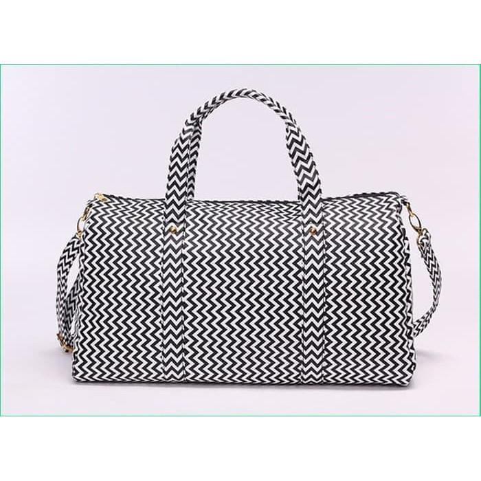 TERMURAH Tas Travel Jalan-jalan Bahan PU Kapasitas Besar Import Korea - HB508 - ZIG ZAG