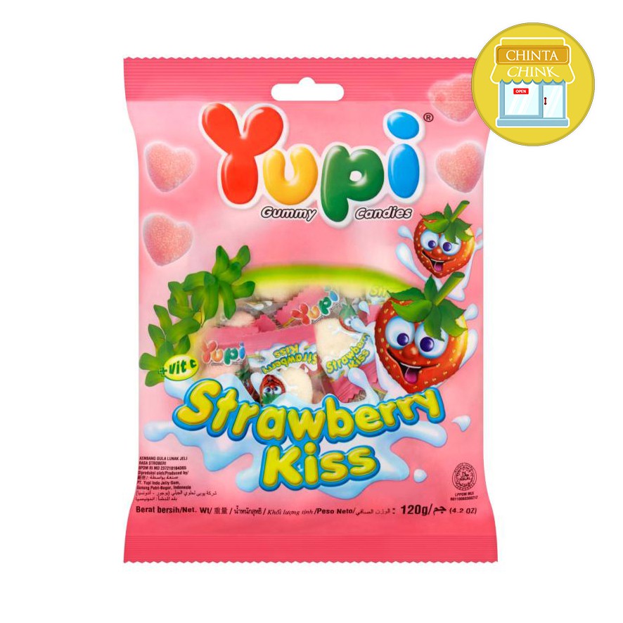  Permen  Yupi Strawberry Kiss  Bag Isi 50pcs x 120g Shopee 