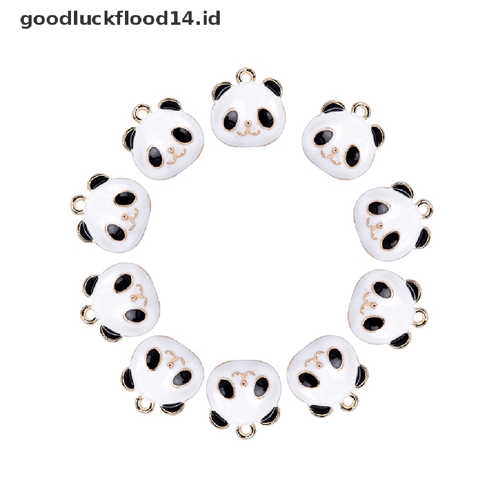 [OOID] 10Pcs/Set Cute Panda Animals Alloy Enamel Charms Pendant DIY Craft Jewelry Gift ID