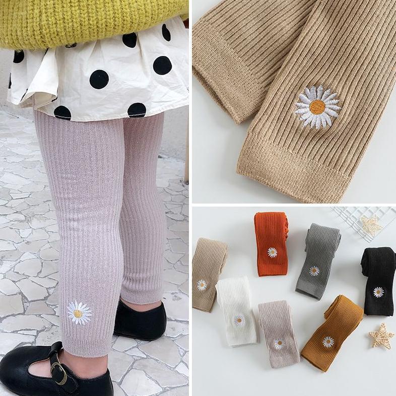 Legging Bayi 0-1 Tahun Celana Leging Rajut Motif Bordir Bunga Fashion Baby Import