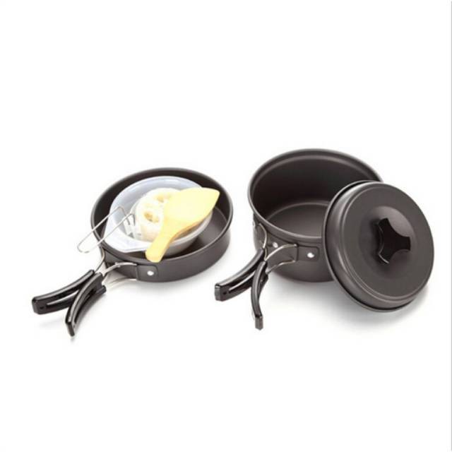 Paket Cooking set 3 Orang + Kompor Portable Windproof  DS-200 DS200 SY-200 SY200 Mawar